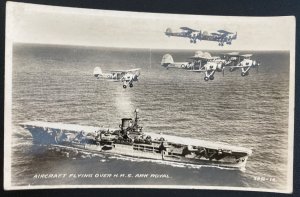 Mint England Real Picture Postcard Aircraft Flying Over HMS Ark Royal