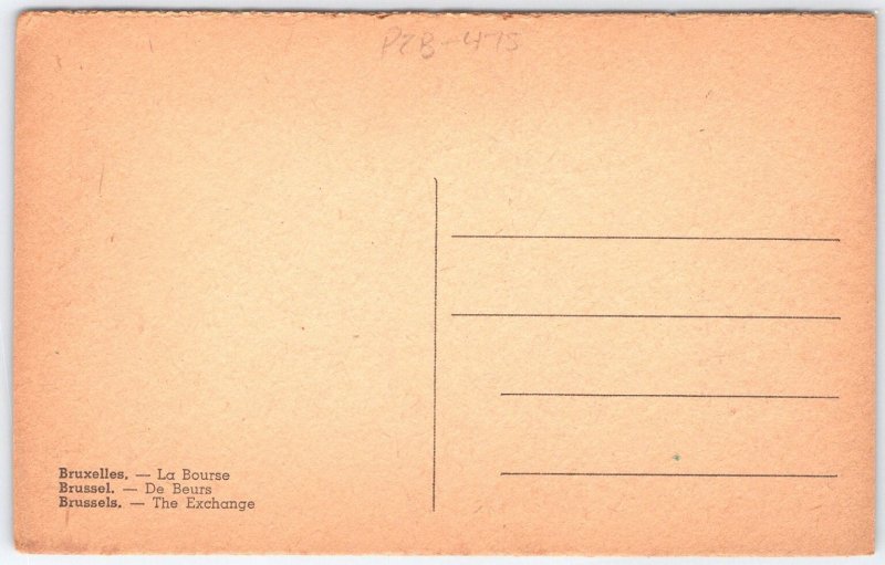 Vintage Brussels La Bourse Exchange Building Postcard Early 1900s