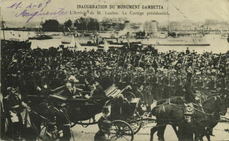 france, BORDEAUX, Inauguration du Monument Gambeta (1905) Postcard