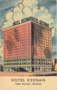 Postcard 1940s Indiana Fort Wayne Hotel Keenan occupation IN24-11551