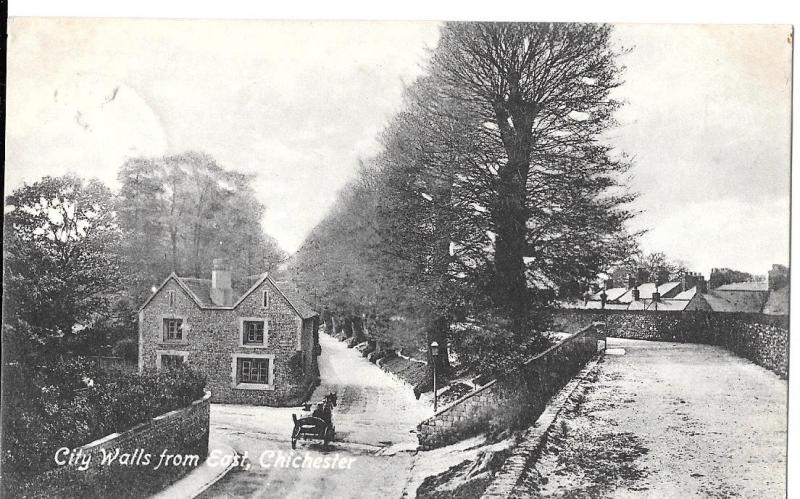 England - Chichester, Sussex- City Walls from East posted  c 1920s #1237