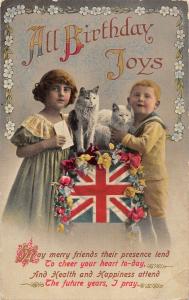 BR102724 cat chat child enfant uk flag heraldic valentine animal animaux