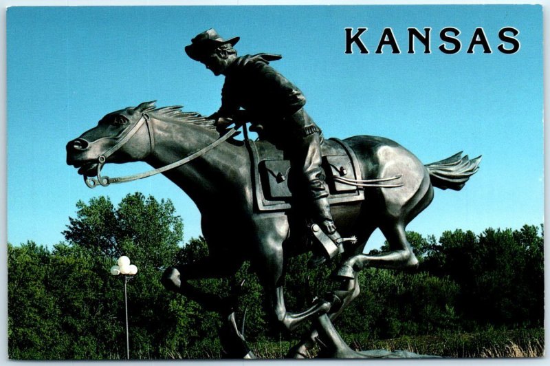 Postcard - Pony Express Statue - Marysville, Kansas 