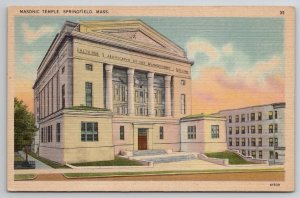 Springfield MA Masonic Temple Massachusetts Postcard F25