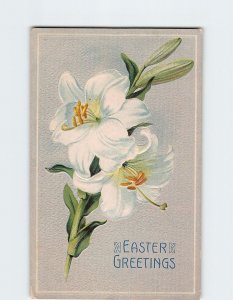 Postcard Easter Greetings with Flowers Embossed Art Print