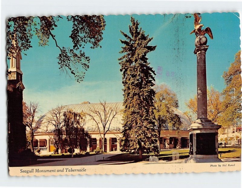 Postcard Seagull Monument and Tabernacle, Salt Lake City, Utah