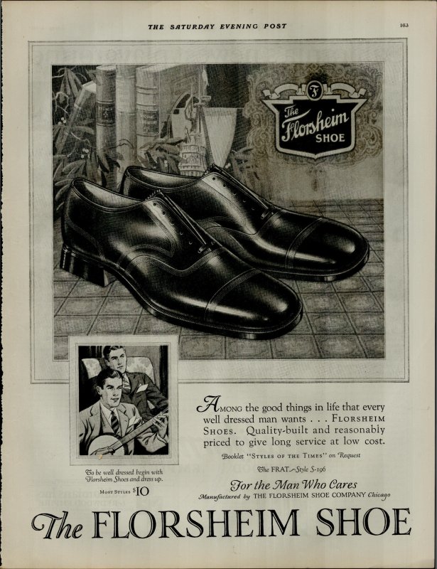 1927 Florsheim Shoe For The Man Who Cares Vintage Print Ad 3883