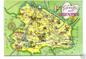 netherlands, DRENTHE, Assen Meppel, MAP Postcard 1980s