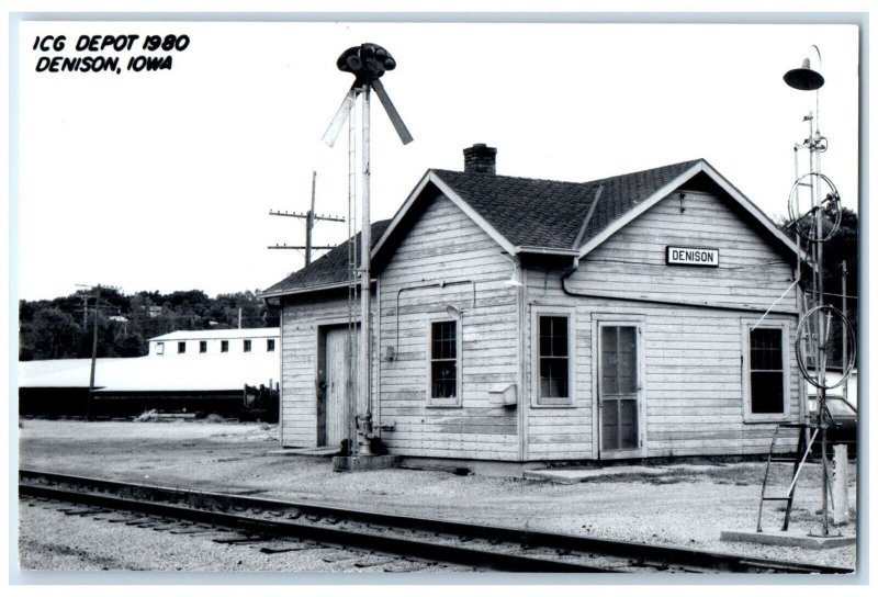 c1980 ICG Depot Denison Iowa IA Railroad Train Depot Station RPPC Photo Postcard