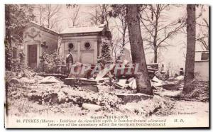 Old Postcard Inside the cemetery after the German bombing Fismes