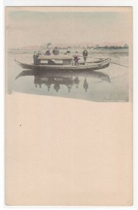 Covered Boat Yanebune Japan 1905c hand colored postcard