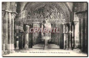 Old Postcard Vezelay Madeleine Church Narthex Of The portal and the Nave