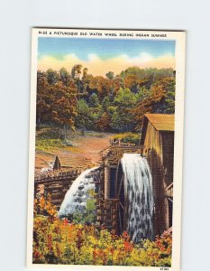 Postcard A Picturesque Old Water Wheel During American Indian Summer USA