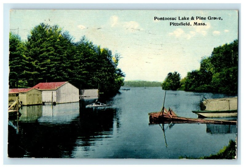 c1910 Pontoosuc Lake & Pine Grove Pittsfield Massachusetts MA  Antique Postcard