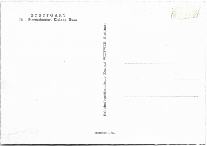 Stuttgart, Germany. Staatstheater, Kleines House.  Unused