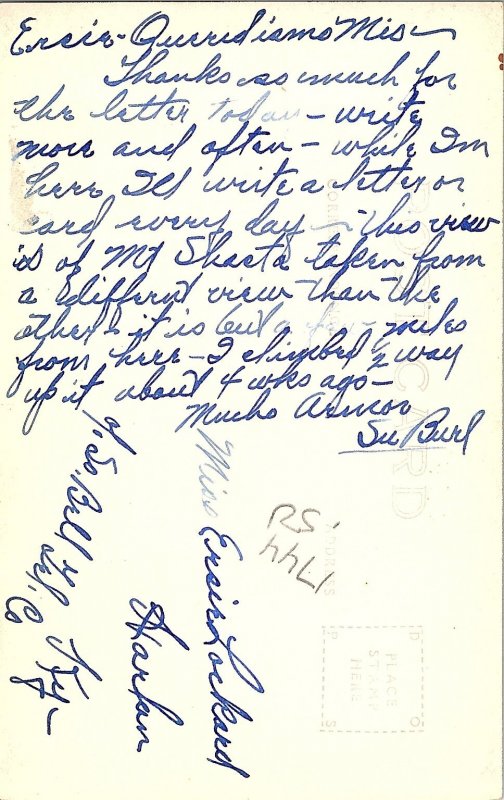 RPPC Postcard Mt Shasta & Sacramento River Scenic View