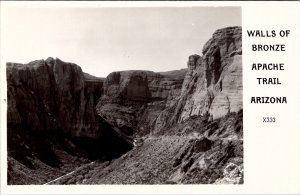 Apache Trail Arizona Walls of Bronze RPPC Postcard Z26