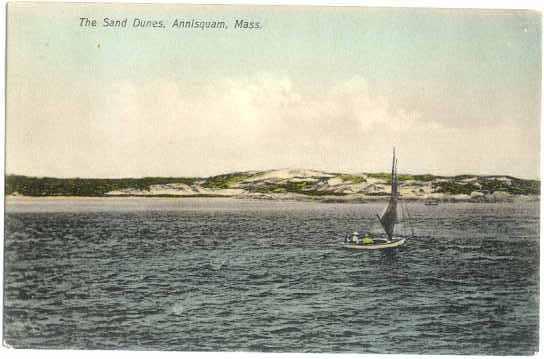 Sand Dunes, Sail Boat, Annisquam, Massachusetts, MA, Divided Back