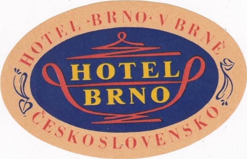 Czechoslovakia Brno Hotel Brno Vintage Luggage Label sk4407