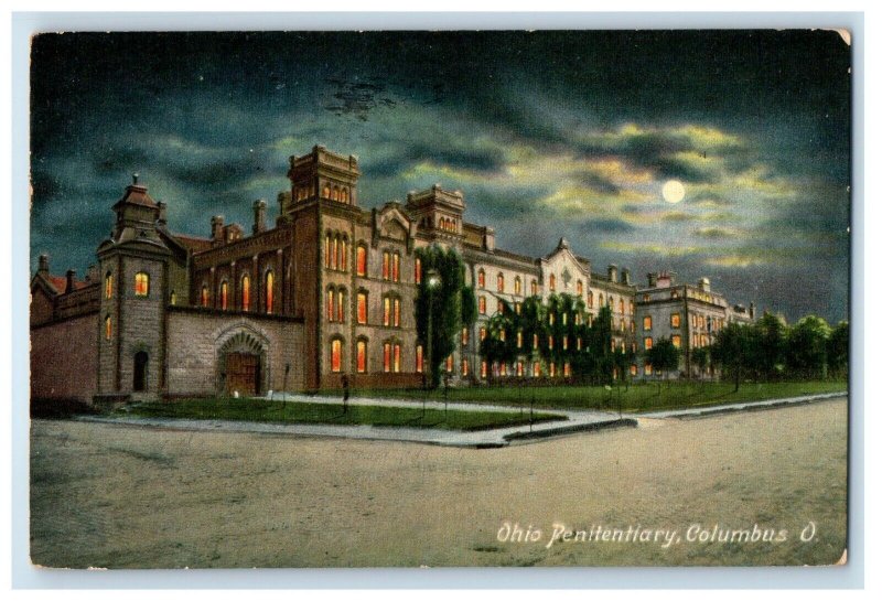 1908 Ohio Penitentiary Moon View Columbus Ohio OH Posted Antique Postcard 