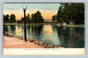 Willow Grove Park Pennsylvania, SCENIC LAKE SCENE, Vintage Postcard 