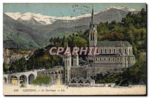 Old Postcard Lourdes Basilica