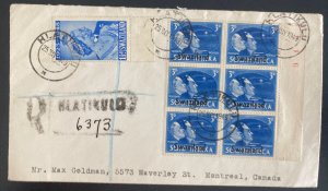 1949 Hlatikulu Swaziland Registered cover To Montreal Canada Overprinted Stamps 