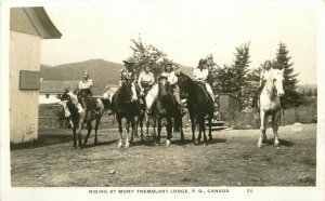 Canada Equestrian Mt Tremblant Lodge Quebec 1940s RPPC Photo Postcard 22-1409