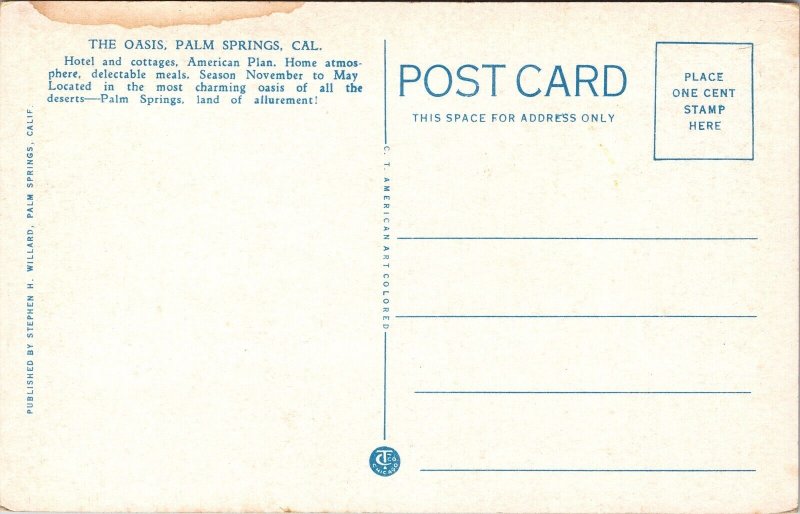 Postcard The Oasis Resort in Palm Springs, California