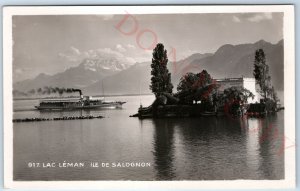 c1910s MS Geneve Steamship RPPC Lake Geneva Switzerland Salagnon Island PC A141