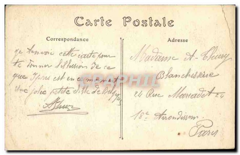 Postcard Ancient Ruins of Belgium & # 39Ypres Belfry Fire (22 November 1914)