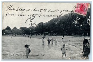 1907 Bathing Scene Ocean Beach Takapuna Auckland New Zealand Posted Postcard