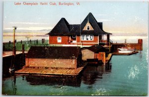 VINTAGE POSTCARD THE LAKE CHAMPLAIN YACHT CLUB BURLINGTON VERMONT made germany