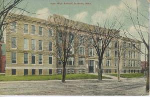 New High School ~ Jackson Michigan MI Mich. Vintage Postcard