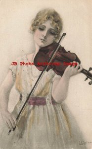 L Ogilvie, Alphalsa Publishing No 1058, Woman Playing a Violin