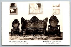 RPPC John Henry Belter Furniture  NYC Museum    - Real Photo Postcard