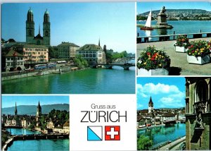 Multiple Views of Zurich Switzerland From the Waterfront