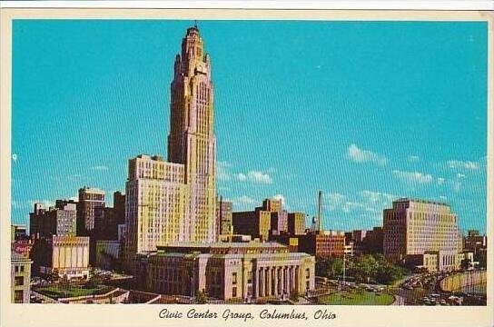 Ohio Columbus City Hall With Le Veque Lincoln Tower In Background State Offic...