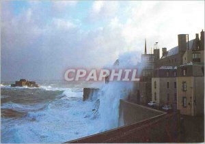 Modern Postcard Saint Malo Storm on Chateau Gaillard