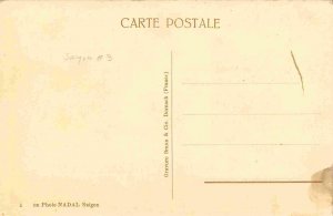 Commercial Port Saigon Vietnam sepia postcard