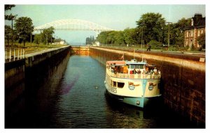 Postcard BRIDGE SCENE Sault Ste. Marie Ontario ON AR4331