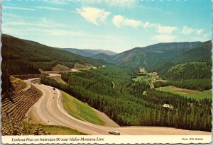 Lookout Pass Idaho Missoula Montana Postcard Mountain Switchbacks UNP Chrome