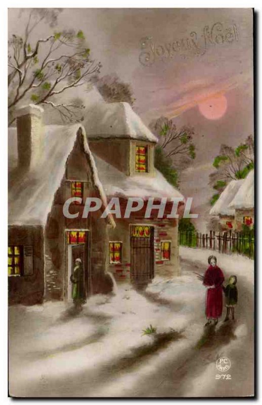 Holidays - Merry Christmas - Merry Christmas - Winter Scene Postcard Old