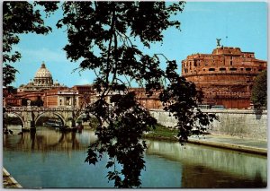 Roma Sant' Angelo Bridge And Castle Rome Italy Postcard