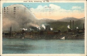 Wheeling West Virginia WV Factory Steel Mill c1920s Postcard