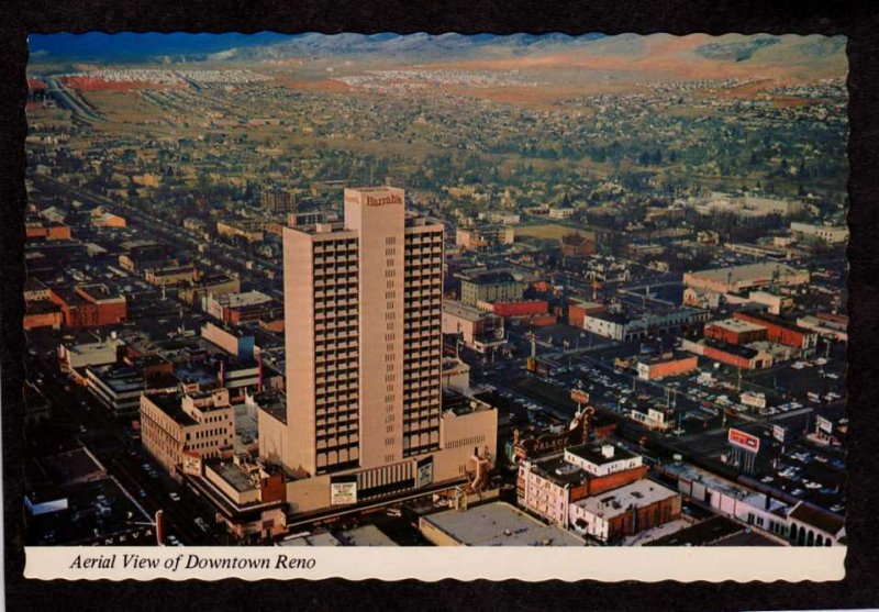 NV Aerial View Reno Nevada Postcard Harrah's Casino Hotel