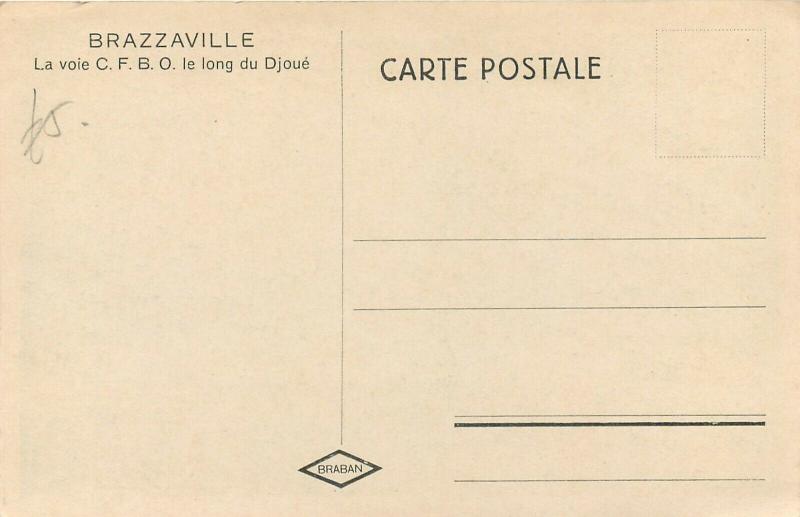 Congo Brazzaville along Djoue scenic Africa early postcard