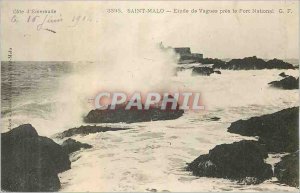 Postcard Old Saint Malo Study of Waves near the National Front