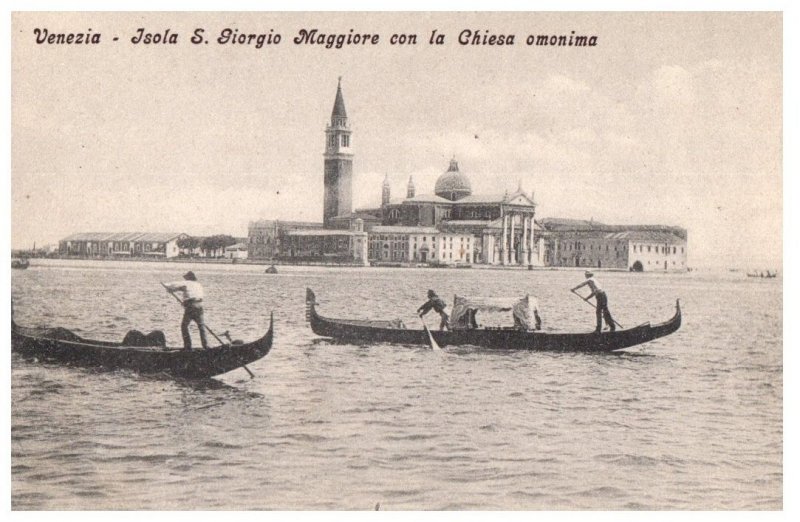 Isola San Giorgio Maggiore con la Chiesa ominima Venice Black And White Postcard