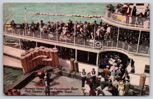 Coney Island New York~Excursion Ferry Boat Cetus~Tourists Embarking~Crowd~1915